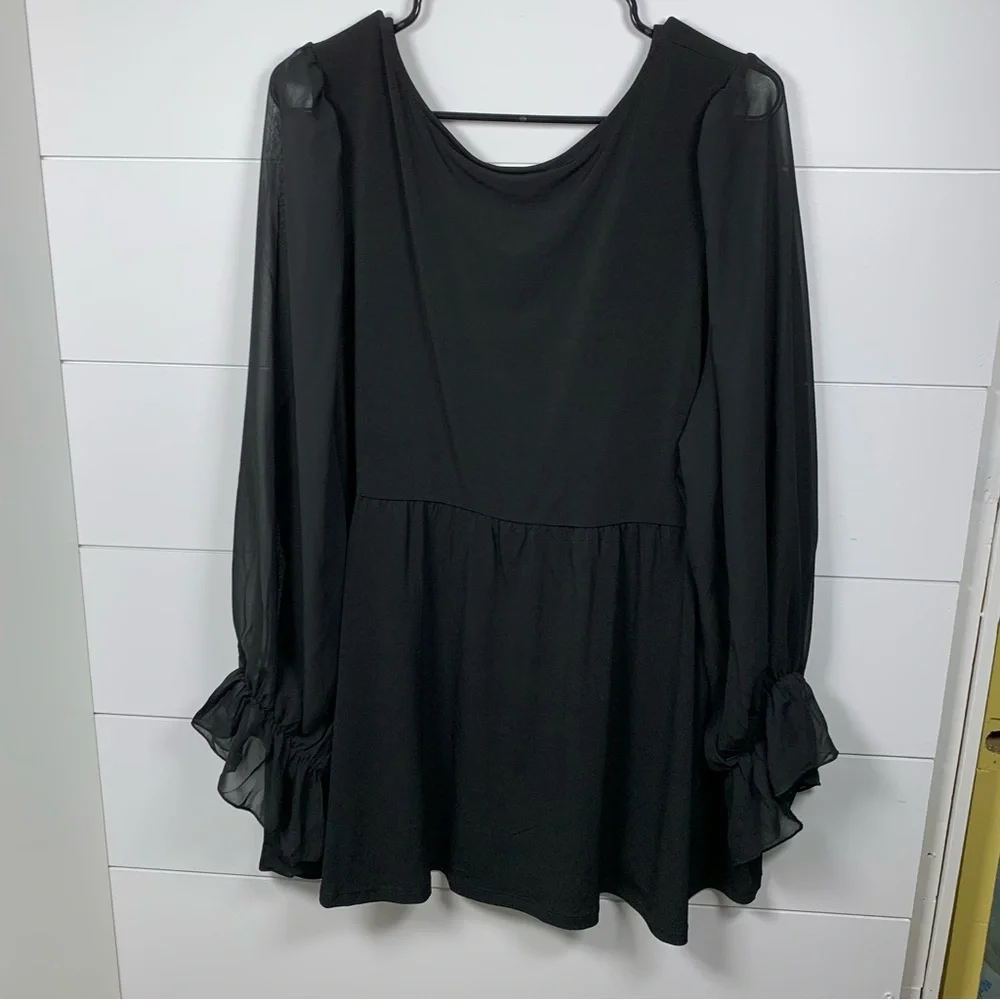 Torrid Tops LOT‎ OF 2 Tank Plus Size 4X Green Bling Cami Black Sheer Long Sleeve